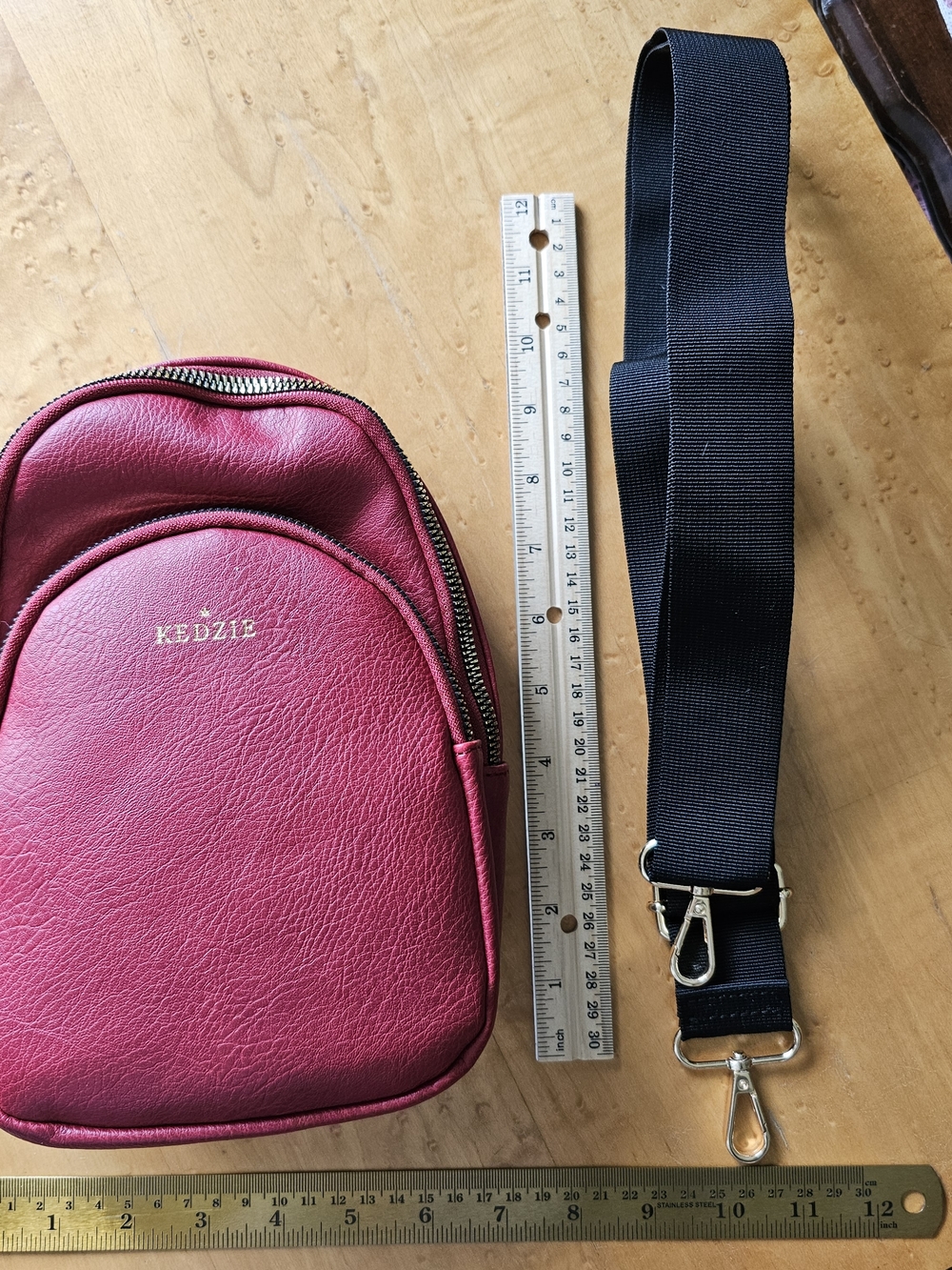 Kedzie Red Crossbody Bag with Detachable Black Strap